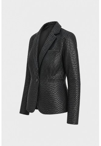 Blazer Tatacoa En Cuero Tejido Para Mujer Silueta Recta Blazer Tatacoa En Cuero Tejido Para Mujer Silueta Recta Negro XXL VÉLEZ Vélez
