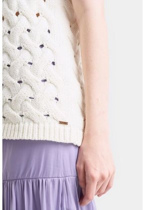 Chaleco Alba Tejido Para Mujer Rectilíneo Chaleco Alba Tejido Para Mujer Rectilíneo Crema S VÉLEZ
