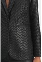 Blazer Tatacoa En Cuero Tejido Para Mujer Silueta Recta Blazer Tatacoa En Cuero Tejido Para Mujer Silueta Recta Negro XXL VÉLEZ de Vélez