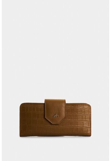 Billetera Porta Chequera Extravaganza De Cuero Para Mujer Grabado Billetera Porta Chequera Extravaganza De Cuero Para Mujer Grabado Miel VÉLEZ