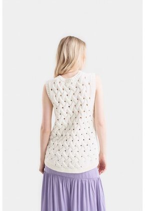 Chaleco Alba Tejido Para Mujer Rectilíneo Chaleco Alba Tejido Para Mujer Rectilíneo Crema S VÉLEZ