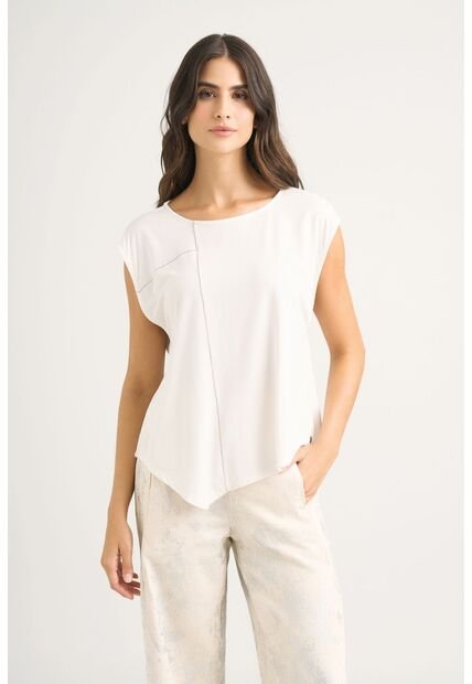 Camiseta Luz En Tejido De Punto Para Mujer Detalle Millaré Camiseta Luz En Tejido De Punto Para Mujer Detalle Millaré Blanco XL Vélez