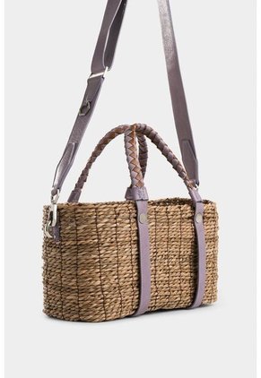 Bowling Canasta De Fibra Natural Para Mujer Manija Trenzada Bowling Canasta De Fibra Natural Para Mujer Manija Trenzada Lila Vélez