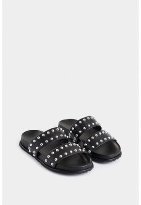 Sandalia Plana Lisboa De Cuero Para Mujer Taches Sandalia Plana Lisboa De Cuero Para Mujer Taches Negro 40 Vélez