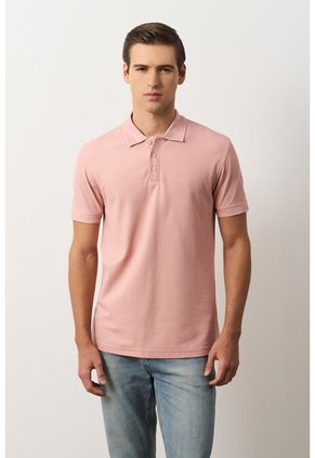 Polo Para Hombre Semi Fit Detalle Jacquard Polo Para Hombre Semi Fit Detalle Jacquard Coral XXL VÉLEZ