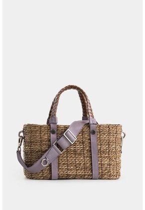 Bowling Canasta De Fibra Natural Para Mujer Manija Trenzada Bowling Canasta De Fibra Natural Para Mujer Manija Trenzada Lila Vélez