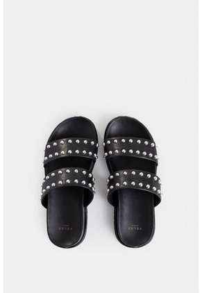 Sandalia Plana Lisboa De Cuero Para Mujer Taches Sandalia Plana Lisboa De Cuero Para Mujer Taches Negro 40 Vélez