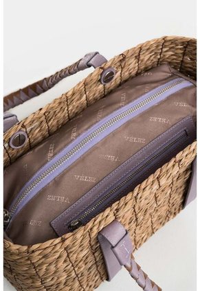 Bowling Canasta De Fibra Natural Para Mujer Manija Trenzada Bowling Canasta De Fibra Natural Para Mujer Manija Trenzada Lila Vélez