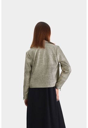 Chaqueta Biker Tokio En Cuero Para Mujer Efecto Metalizado Chaqueta Biker Tokio En Cuero Para Mujer Efecto Metalizado Dorado S VÉLEZ