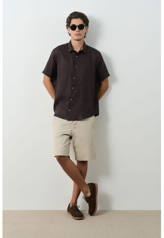 Camisa En Lino Manga Corta Siena Para Hombre Camisa En Lino Manga Corta Siena Para Hombre Cafe M VÉLEZ Vélez