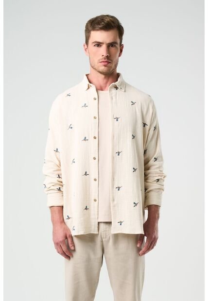 Camisa Manga Larga Para Hombre Bordada Camisa Manga Larga Para Hombre Bordada Arena L VÉLEZ