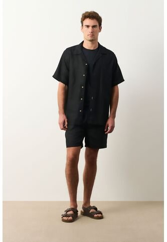 Bermuda En Lino Para Hombre Bélgica Bermuda En Lino Para Hombre Bélgica Negro 38 VÉLEZ Vélez