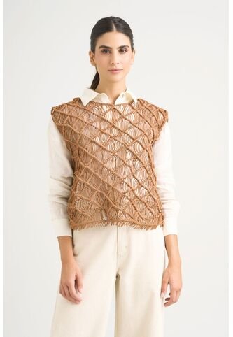 Chaleco Tejido De Cuero Para Mujer Ciruela Chaleco Tejido De Cuero Para Mujer Ciruela Natural XS VÉLEZ Vélez