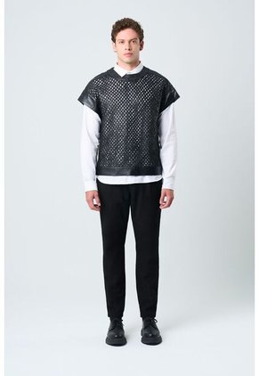 Camisilla Orion De Cuero Para Hombre Tejida Camisilla Orion De Cuero Para Hombre Tejida Negro S VÉLEZ
