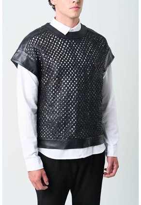 Camisilla Orion De Cuero Para Hombre Tejida Camisilla Orion De Cuero Para Hombre Tejida Negro S VÉLEZ