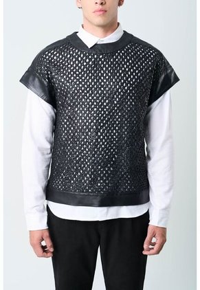 Camisilla Orion De Cuero Para Hombre Tejida Camisilla Orion De Cuero Para Hombre Tejida Negro S VÉLEZ