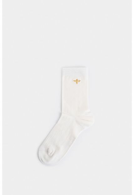 Calcetines Media Pierna San Jacinto Para Mujer Bordado Abeja Calcetines Media Pierna San Jacinto Para Mujer Bordado Abeja Crema XS Vélez