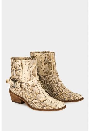 Botines Tacón Texano De Cuero Para Mujer Folia Pitón Botines Tacón Texano De Cuero Para Mujer Folia Pitón Beige 35 Vélez