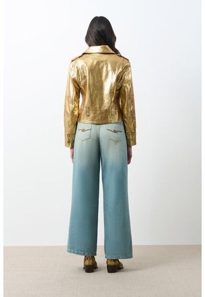 Chaqueta Biker De Cuero Folia Efecto Craquelado Para Mujer Royal Inti Chaqueta Biker De Cuero Folia Efecto Craquelado Para Mujer Royal Inti Dorado XL VÉLEZ