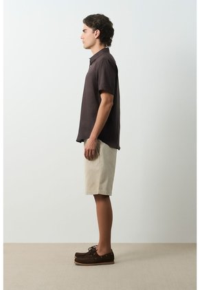 Camisa En Lino Manga Corta Siena Para Hombre Camisa En Lino Manga Corta Siena Para Hombre Cafe XS VÉLEZ