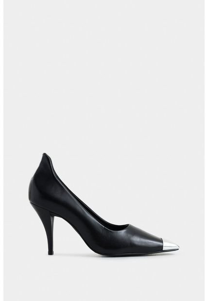 Tacones Cerrados Iris De Cuero Para Mujer Puntera Metálica Tacones Cerrados Iris De Cuero Para Mujer Puntera Metálica Negro 35 Vélez