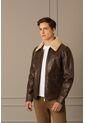 Chaqueta Aviador Amber De Cuero Para Hombre Cuello Ovejero Cafe Chaqueta Aviador Amber De Cuero Para Hombre Cuello Ovejero Cafe L Vélez de Vélez