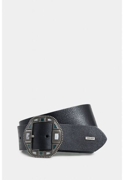 Cinturón Unifaz Jazmin De Cuero Para Mujer Hebilla Metálica Con Resina Cinturón Unifaz Jazmin De Cuero Para Mujer Hebilla Metálica Con Resina Negro S Vélez