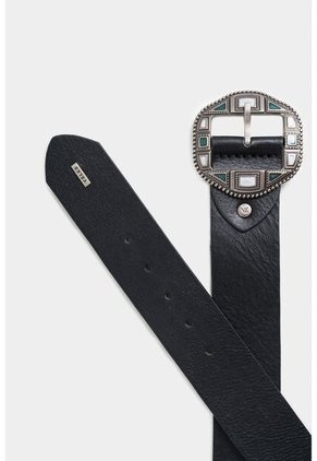 Cinturón Unifaz Jazmin De Cuero Para Mujer Hebilla Metálica Con Resina Cinturón Unifaz Jazmin De Cuero Para Mujer Hebilla Metálica Con Resina Negro S Vélez