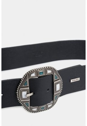 Cinturón Unifaz Jazmin De Cuero Para Mujer Hebilla Metálica Con Resina Cinturón Unifaz Jazmin De Cuero Para Mujer Hebilla Metálica Con Resina Negro S Vélez