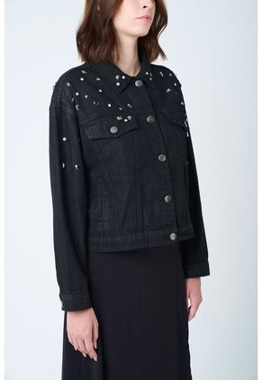 Chaqueta Black Para Mujer Silueta Trucker Chaqueta Black Para Mujer Silueta Trucker Negro XL VÉLEZ