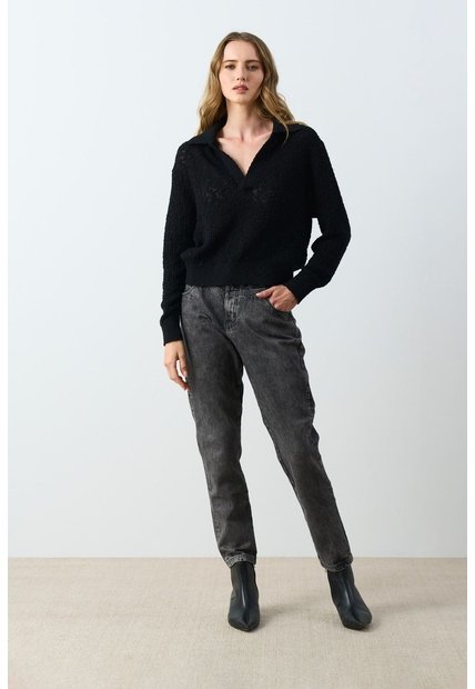 Polo Tejida Manga Larga Para Mujer Hazel Polo Tejida Manga Larga Para Mujer Hazel Negro XL VÉLEZ