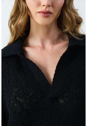 Polo Tejida Manga Larga Para Mujer Hazel Polo Tejida Manga Larga Para Mujer Hazel Negro XL VÉLEZ