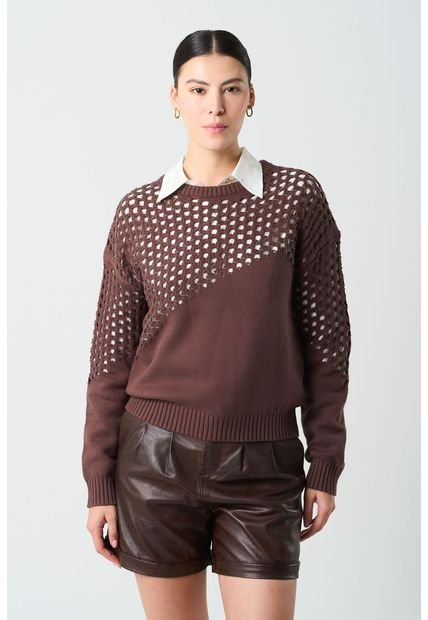 Sweater Caltha Tejido Para Mujer Cortes Malla Con Millaré Sweater Caltha Tejido Para Mujer Cortes Malla Con Millaré Cafe L Vélez