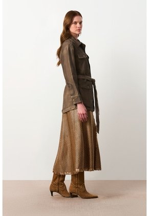 Chaqueta Parka En Gamuza Envejecida Para Mujer Lumbre Chaqueta Parka En Gamuza Envejecida Para Mujer Lumbre Verde Oliva S VÉLEZ