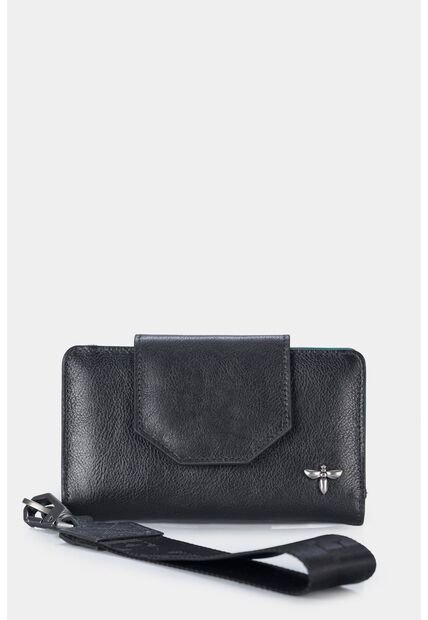 Billetera Bravo De Cuero Con Semibrillo Y Grano Natural Para Mujer Manija Removible Billetera Bravo De Cuero Con Semibrillo Y Grano Natural Para Mujer Manija Removible Negro Vélez