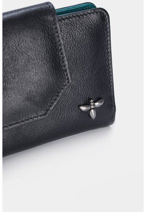 Billetera Bravo De Cuero Con Semibrillo Y Grano Natural Para Mujer Manija Removible Billetera Bravo De Cuero Con Semibrillo Y Grano Natural Para Mujer Manija Removible Negro Vélez