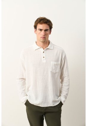 Camisa Semi-fitted Manga Larga Para Hombre Memoria Camisa Semi-fitted Manga Larga Para Hombre Memoria Crema XL VÉLEZ