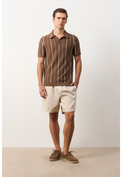 Polo Manga Corta Tejida Para Hombre Kiri Polo Manga Corta Tejida Para Hombre Kiri Tabaco XL VÉLEZ