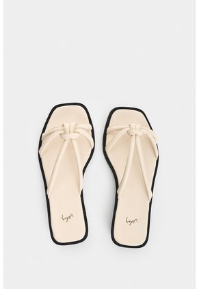 Sandalia Plana De Cuero Para Mujer Sole Sandalia Plana De Cuero Para Mujer Sole Blanco 35 VÉLEZ