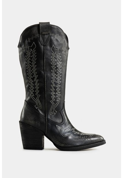 Botas Texanas Riveros De Cuero Para Mujer Bordado Decorativo Botas Texanas Riveros De Cuero Para Mujer Bordado Decorativo Negro 38 VÉLEZ
