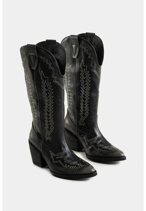 Botas Texanas Riveros De Cuero Para Mujer Bordado Decorativo Botas Texanas Riveros De Cuero Para Mujer Bordado Decorativo Negro 38 VÉLEZ