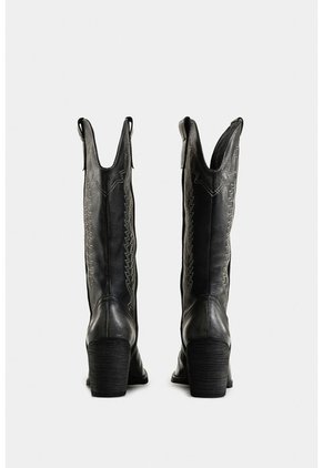 Botas Texanas Riveros De Cuero Para Mujer Bordado Decorativo Botas Texanas Riveros De Cuero Para Mujer Bordado Decorativo Negro 38 VÉLEZ