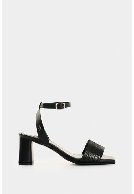 Sandalia Tacón De Cuero Grabado Para Mujer Kril Sandalia Tacón De Cuero Grabado Para Mujer Kril Negro 35 VÉLEZ