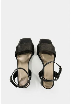 Sandalia Tacón De Cuero Grabado Para Mujer Kril Sandalia Tacón De Cuero Grabado Para Mujer Kril Negro 35 VÉLEZ