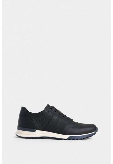 Tenis Vuelos De Cuero Para Hombre Combinación De Texturas Tenis Vuelos De Cuero Para Hombre Combinación De Texturas Negro 42 Vélez