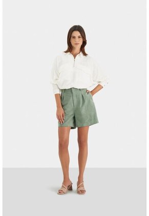 Short Ciboria De Cuero Gamuza Para Mujer Tiro Alto Short Ciboria De Cuero Gamuza Para Mujer Tiro Alto Agua Marina 10 VÉLEZ