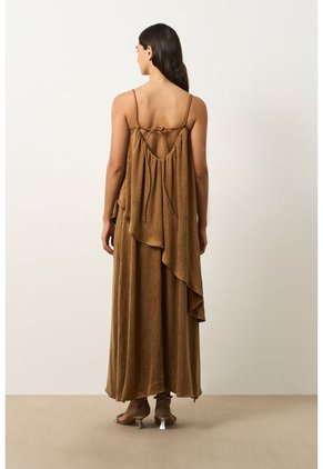 Vestido Loa Maxi Con Efecto Satinado Para Mujer Vestido Loa Maxi Con Efecto Satinado Para Mujer Miel 10 VÉLEZ