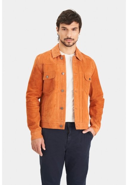 Chaqueta Zambeze De Gamuza Para Hombre Cuello Camisero Chaqueta Zambeze De Gamuza Para Hombre Cuello Camisero Naranja XL VÉLEZ