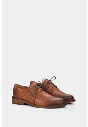 Zapatos Cordón Randy De Cuero Para Mujer Grabados Miel Zapatos Cordón De Cuero Para Mujer Grabados Miel 41 VÉLEZ