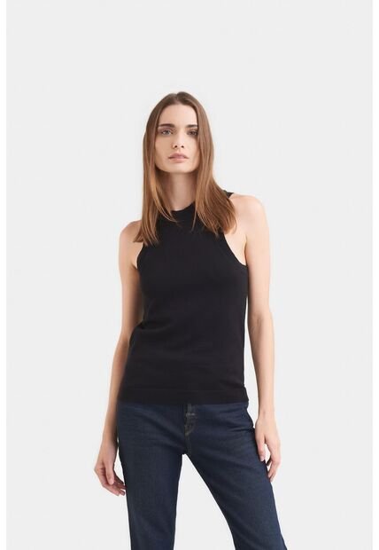 Top Tank Tejido Rectilíneo Para Mujer Manga Sisa Top Tank Tejido Rectilíneo Para Mujer Manga Sisa Negro S VÉLEZ